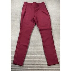 Magaschoni Womens Oxblood Rhinestone Side Stripe Leggings Viscose Blend S NWT